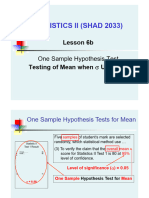 One Sample Test - Part 2 Population SD Unknown Students