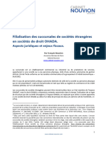 Filialisation Des Succursales de Sociétés Étrangères en Sociétés de Droit OHADA - François Nouvion