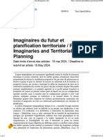 Imaginaires Du Futur Et Planification Territoriale - Future Imaginaries and Territorial Planning