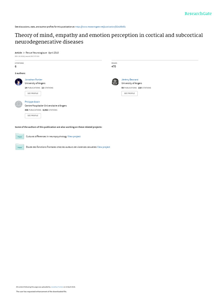 Theory of mind, empathy and emotion perception in cortical and ...