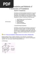 Types of Foundation and Methods of Construction of Foundation