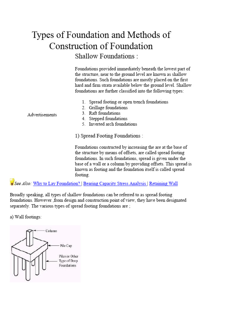 Types of Foundations and Construction Methods | PDF | Deep Foundation ...
