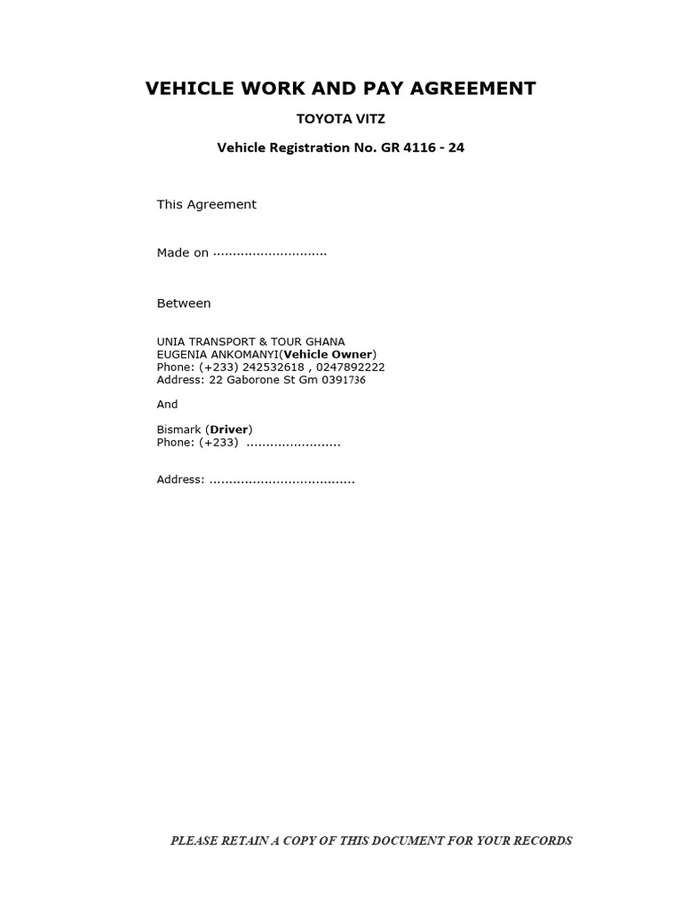 Car Work and Pay Print | PDF | Transport | Vehicles