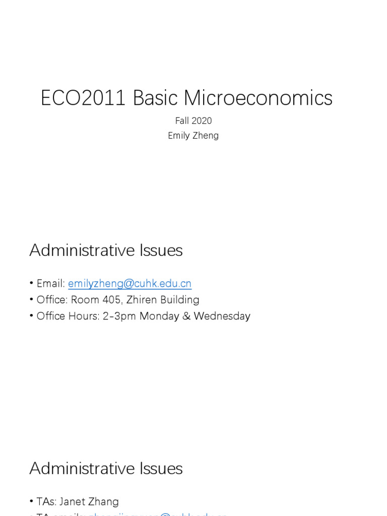 ECO2011 Basic Microeconomics Overview | PDF | Opportunity Cost | Trade Off