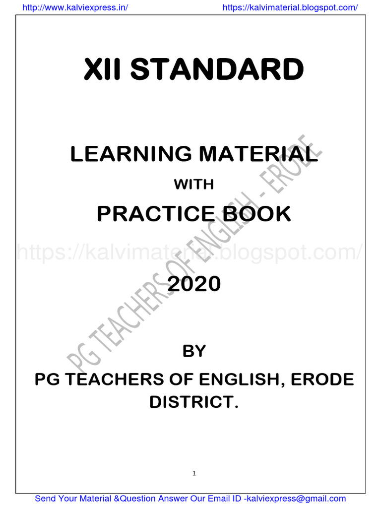 12th english learnig material with practice book 2020 21 pdf