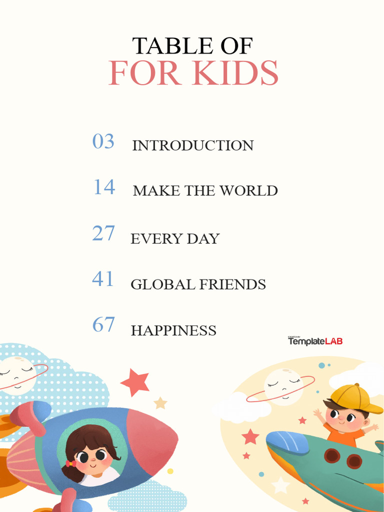 Table Of Contents Template For Kids Pdf