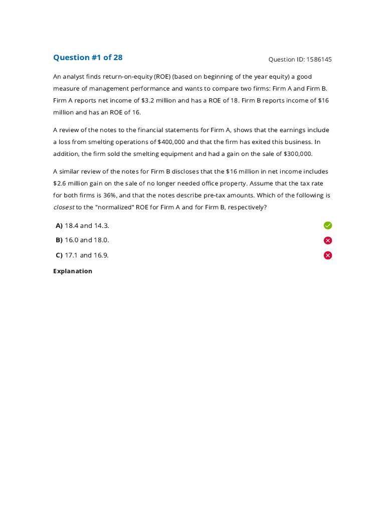 Normalized ROE Analysis for Firms A & B | PDF | Depreciation | Income ...