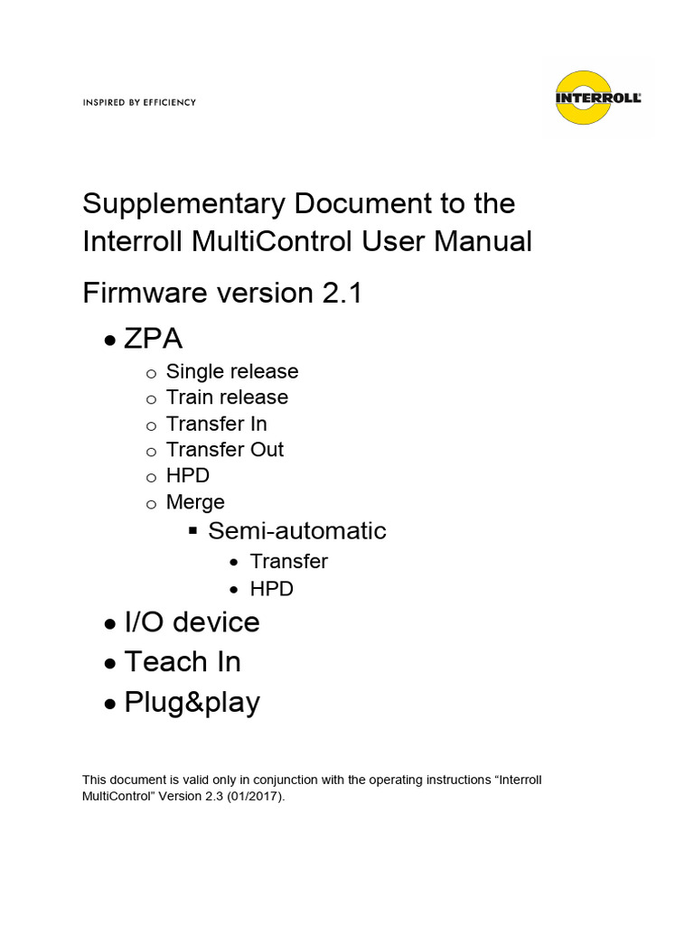 2017-06-13 Supplementary Document MultiControl 2 1 V1 0 | PDF | Input ...