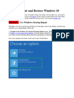 How To Repair and Restore Windows 10