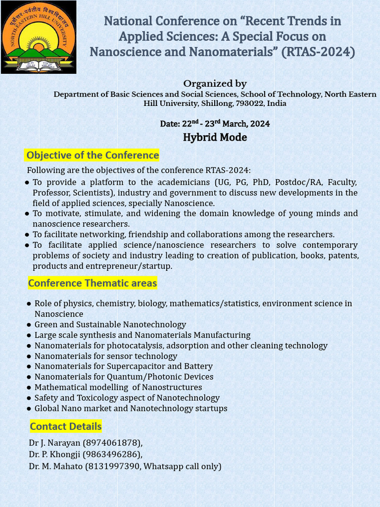 RTAS-2024: Nanoscience Conference in India | PDF | Nanotechnology ...