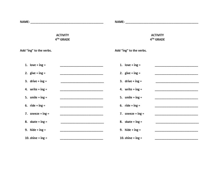 VERB ING Short Activity | PDF