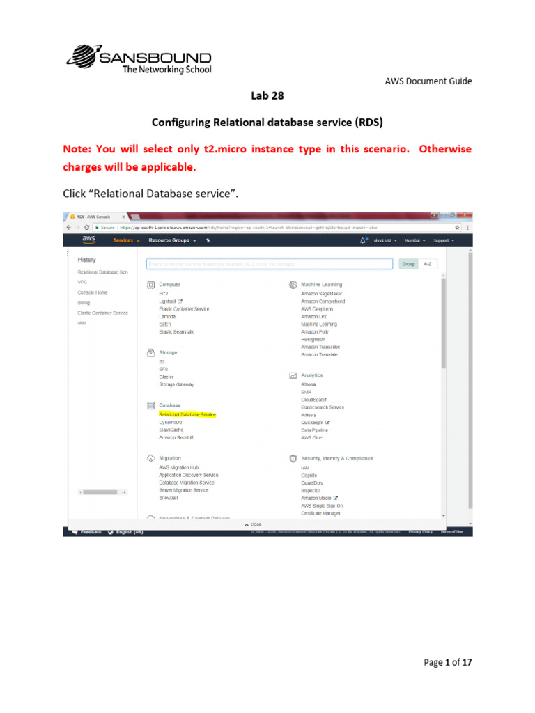 Lab28 - Configure Relational Database Service | PDF | Information ...