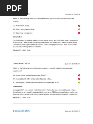 Reading 33 Real Estate Investments - Answers