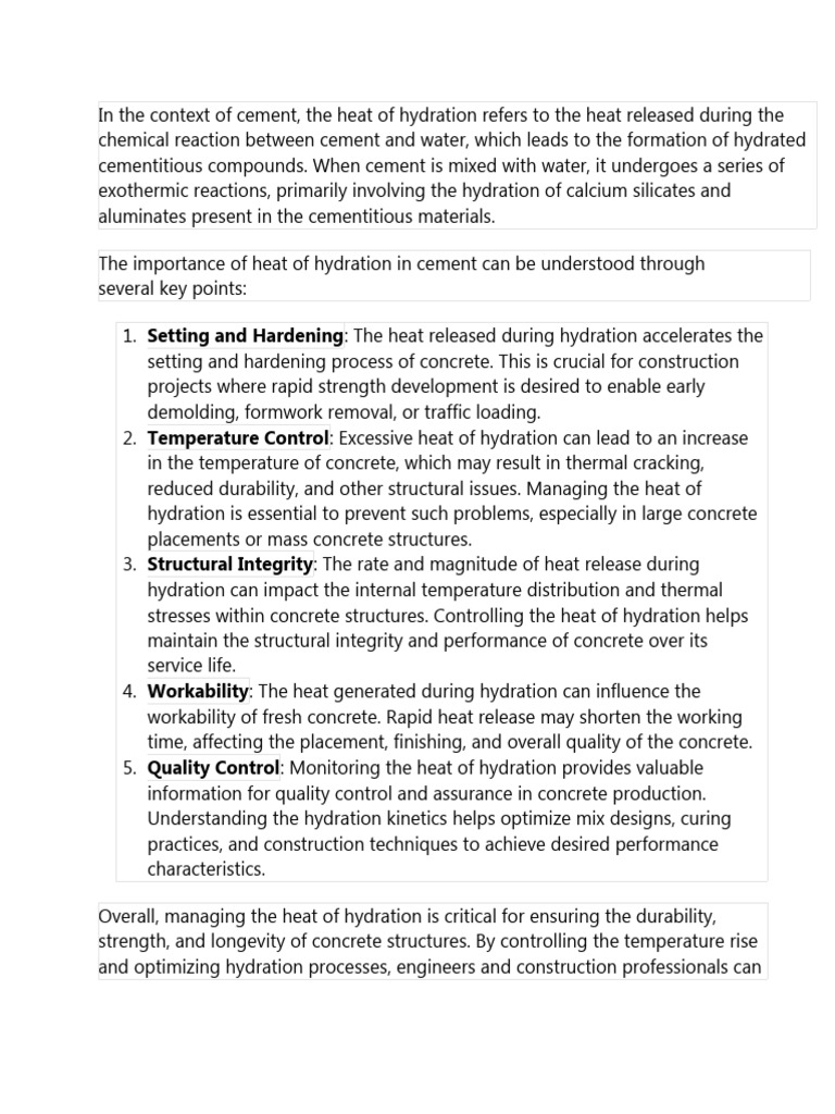 Heat of Hydration | PDF