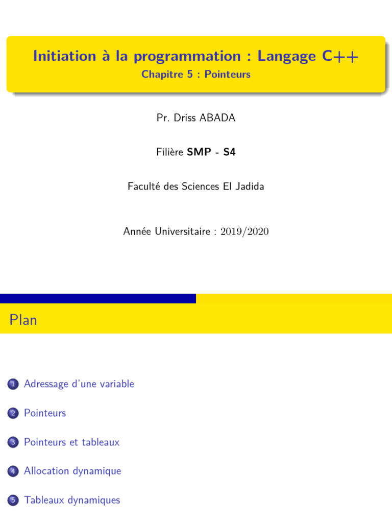 Pointeurs en C++ : Concepts et Utilisation | PDF | Pointeur ...