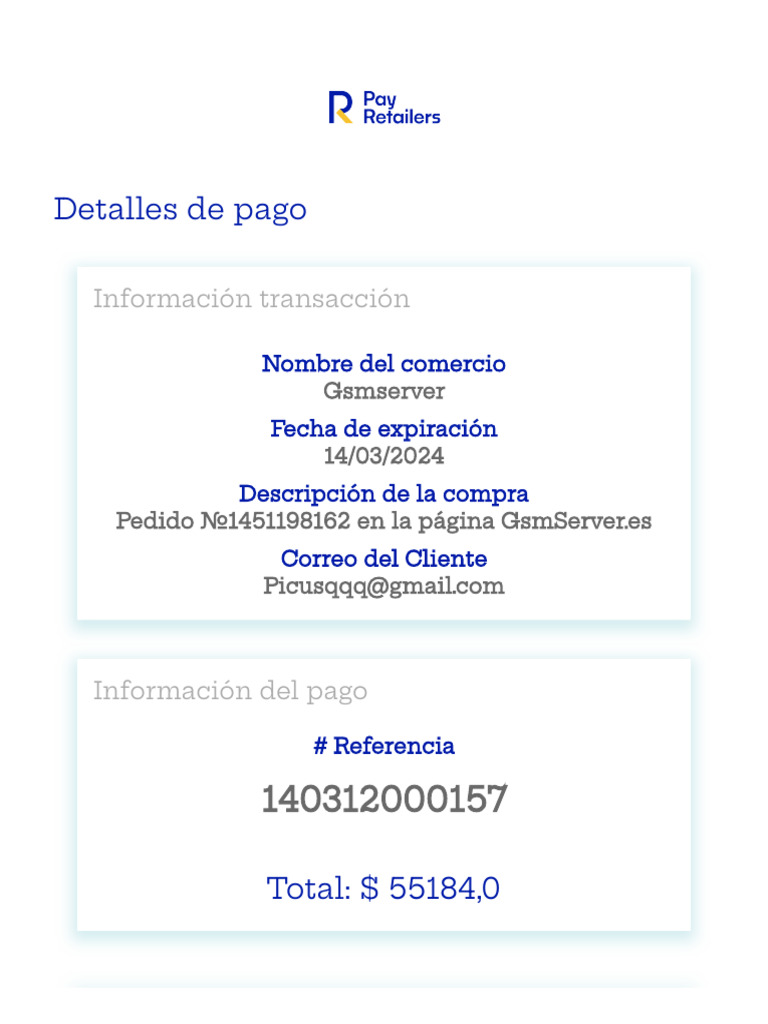 Instrucciones de Pago con PayRetailers | PDF