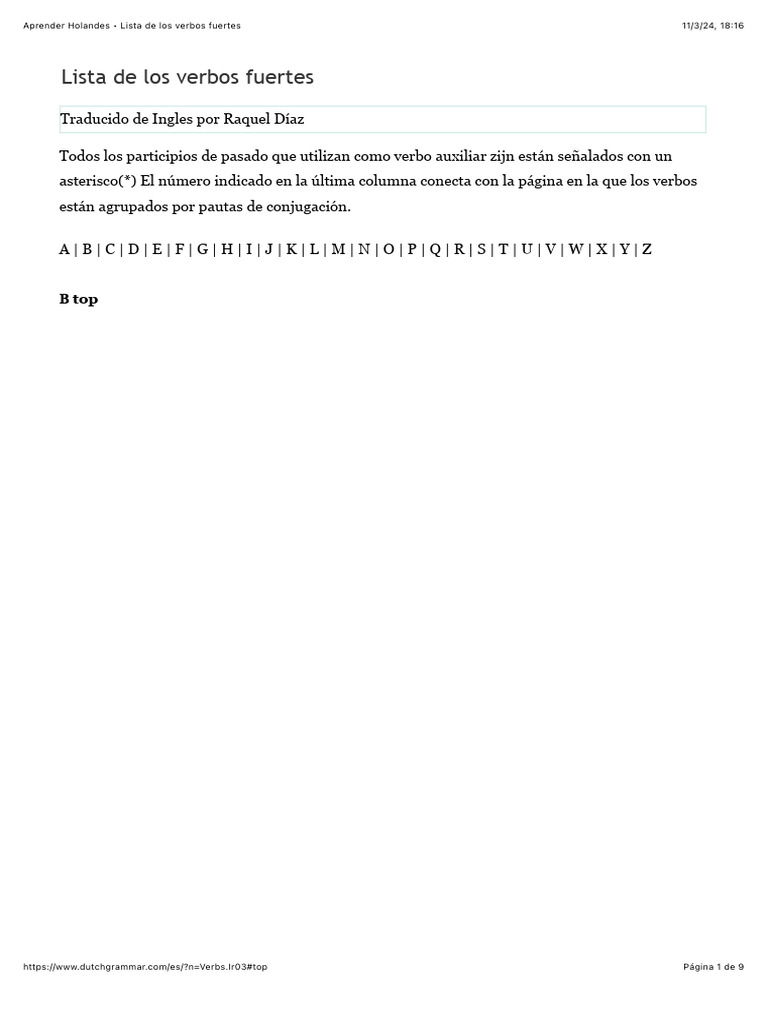 Lista de Los Verbos Fuertes | PDF