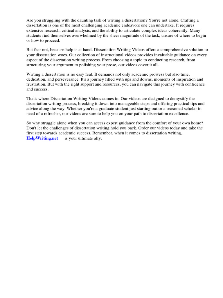 Dissertation Writing Videos | PDF | Thesis | Proofreading