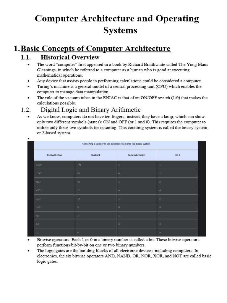 Computer Architecture and Operating Systems | PDF | Operating System ...