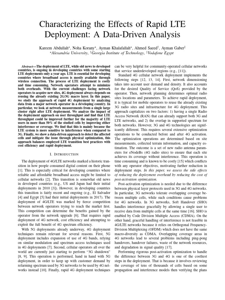 Radio And Throughput Pdf Cellular Network 4 G