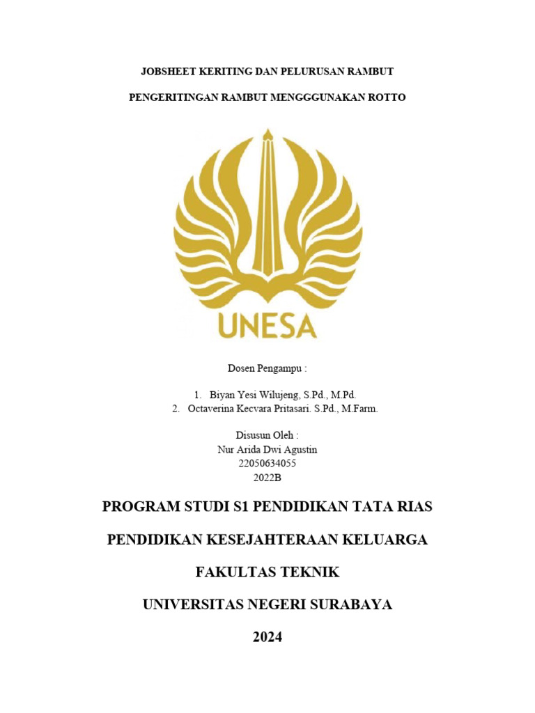 Jobsheet Pengeritingan Rambut Rotto | PDF | Griya & Taman