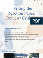 Writing Reaction PaperReviewCritique PT Discussion