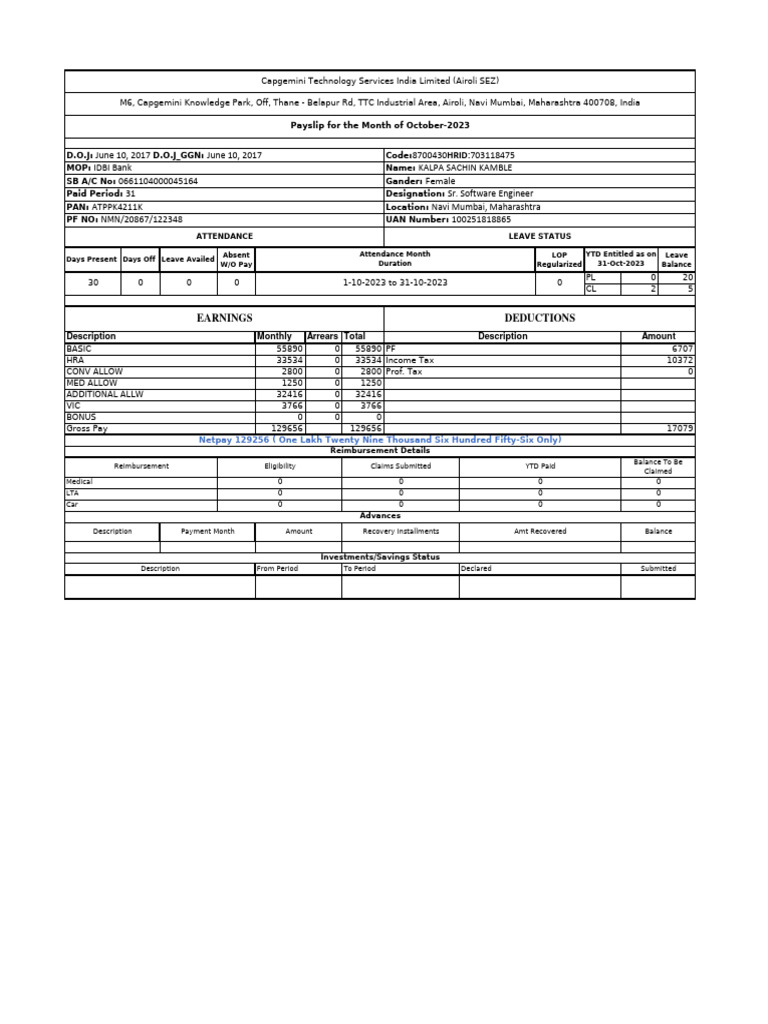 Salary slip oct pdf taxes personal finance