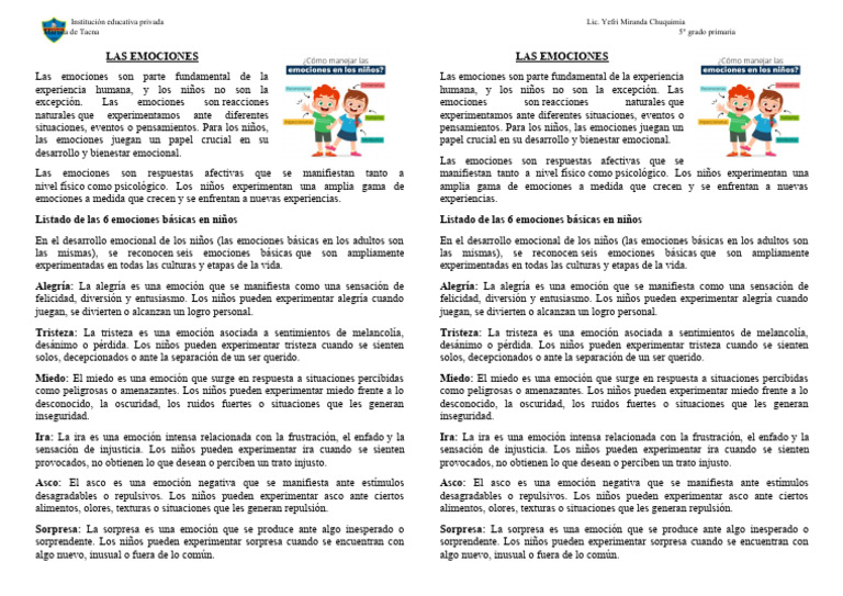 Emociones Básicas en Niños | PDF | Las emociones | Asco