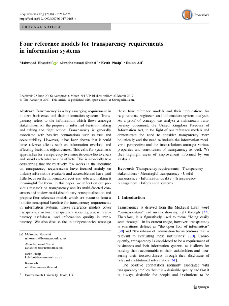 Four Models for Transparency in Systems | PDF | Information ...