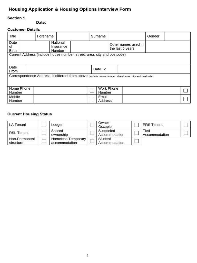 NEW Housing Application Form PDF Pension Credit