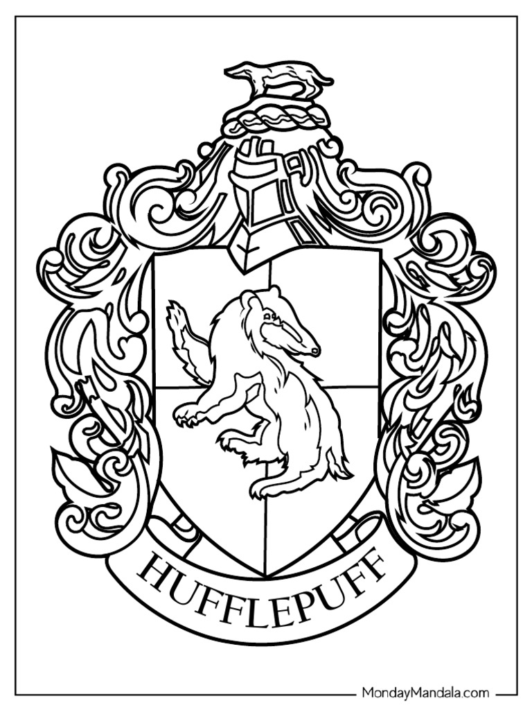 Hufflepuff Insignia Coloring Page PDF