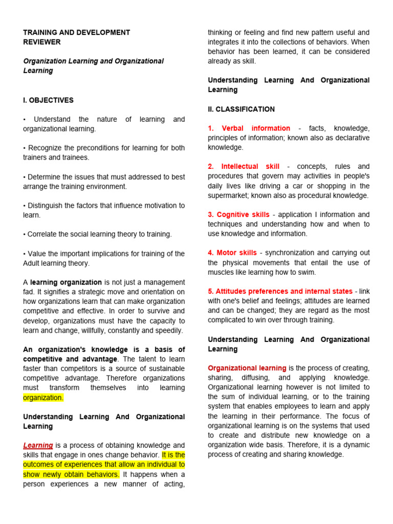 Training intelligence overview
