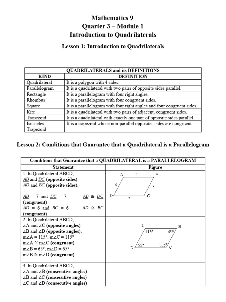 Math 9 Q3 M1 | PDF | Rectangle | Euclid