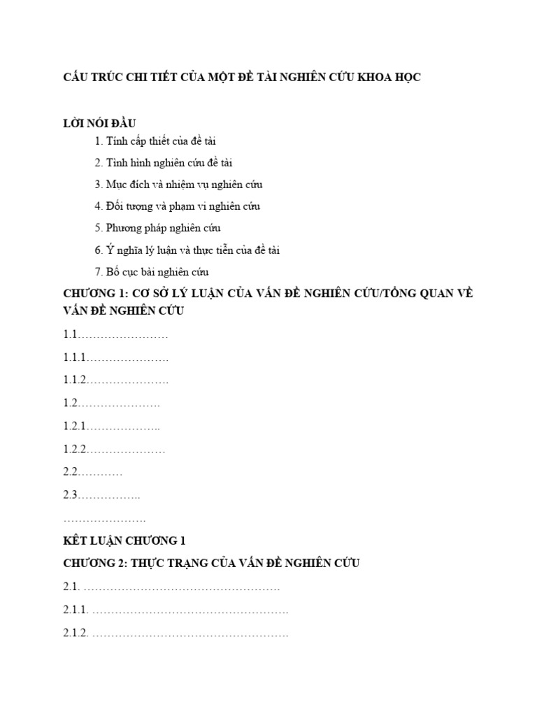 CẤU TRÚC CHI TIẾT CỦA MỘT ĐỀ TÀI NGHIÊN CỨU KHOA HỌC | PDF