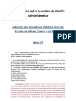 Comentários sobre questões de Direito Administrativo SEE MG - aula 03