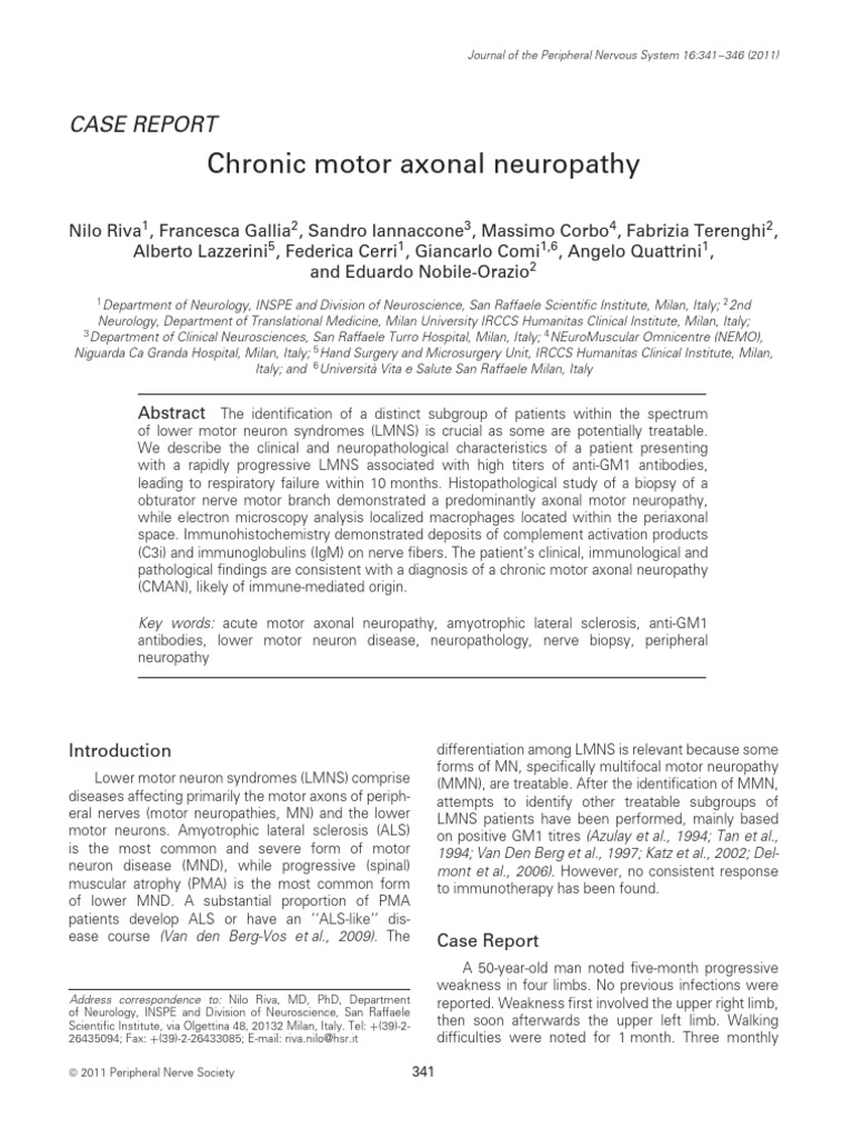 Chronic Motor Axonal Neuropathy Case Study | PDF | Axon | Peripheral ...