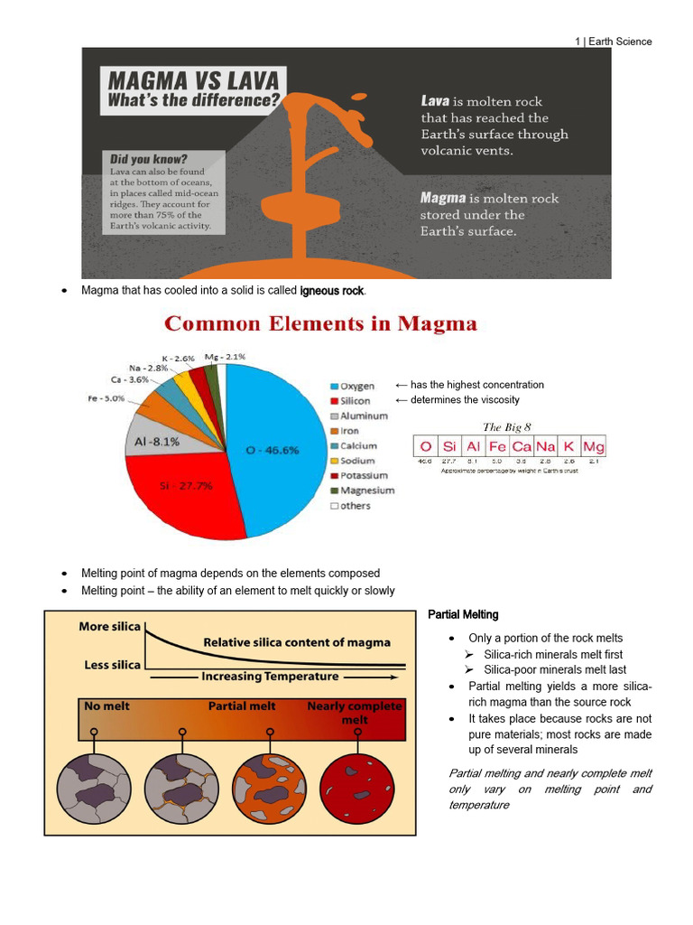 2earth Sci Pre-Midterm | PDF | Magma | Rock (Geology)