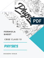 Formula Sheet - Physics Class 10 CBSE