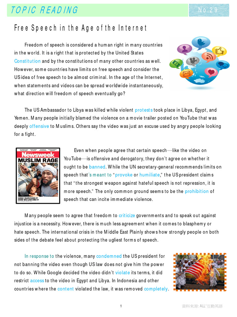 Free Speech Challenges Online | PDF | Freedom Of Speech | You Tube