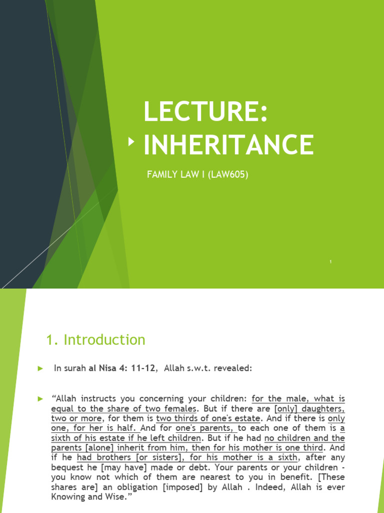 Islamic Inheritance Laws Overview | PDF | Inheritance | Intestacy