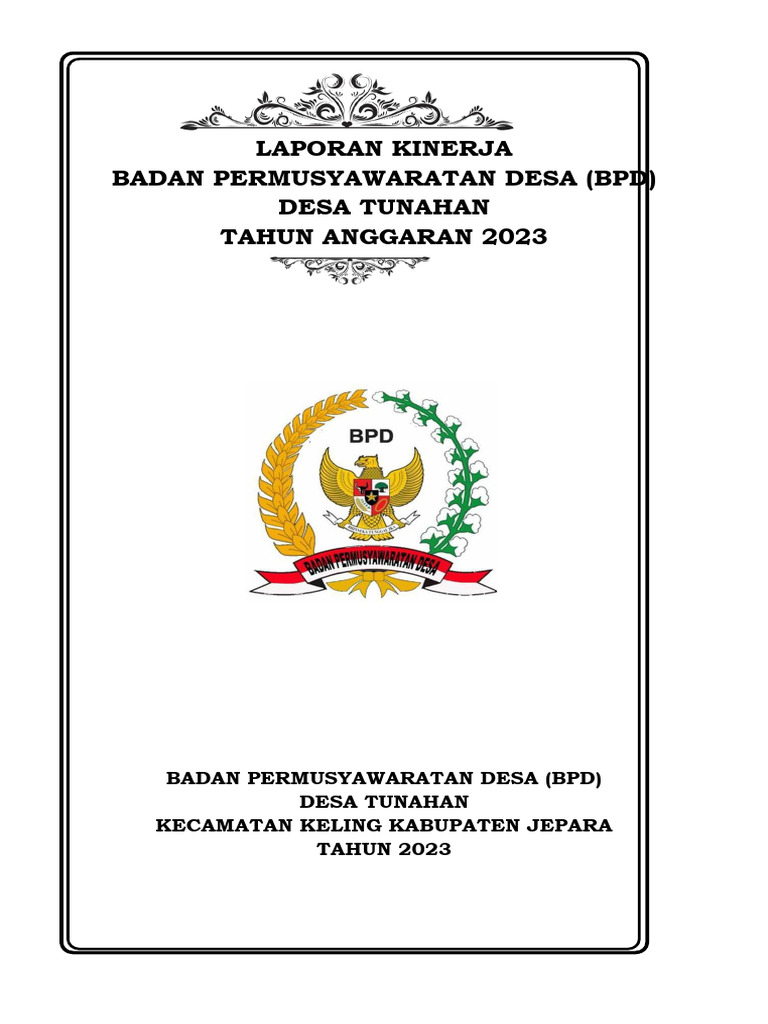 Laporan Kinerja BPD Desa Tunahan 2023 | PDF | Pengelolaan Keuangan & Uang