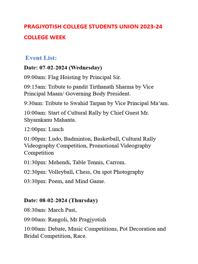 Pragjyotish College Week Events 2024 | PDF | Science & Mathematics
