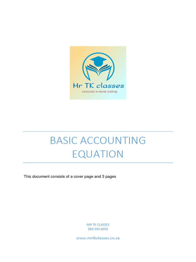 Basic Accounting Equation (BAE) (Comprehensive Explanations) | PDF ...
