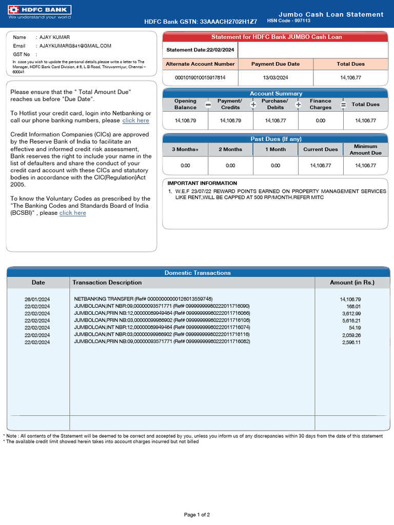 BilledStatements 3413 24-02-24 17.11 | PDF | Credit Card | Banks