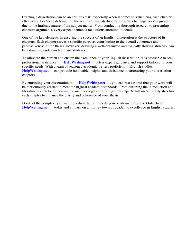 English Dissertation Chapter Structure | PDF | Thesis | Methodology