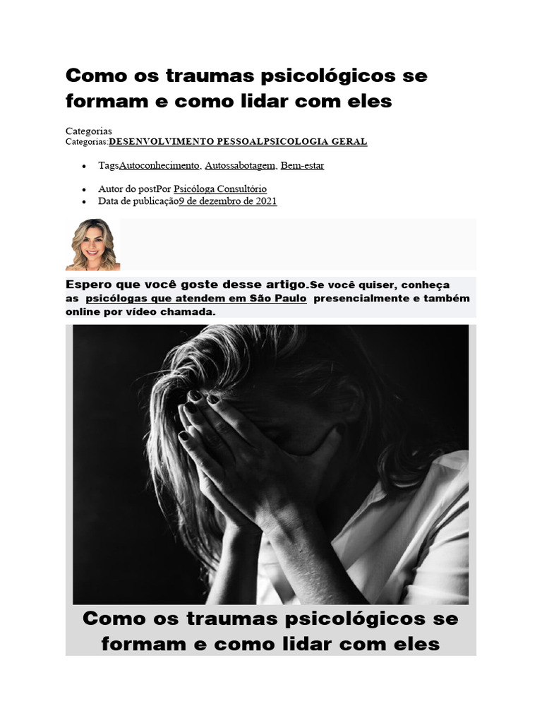 Como Os Traumas Psicológicos Se Formam e Como Lidar Com Eles | PDF ...