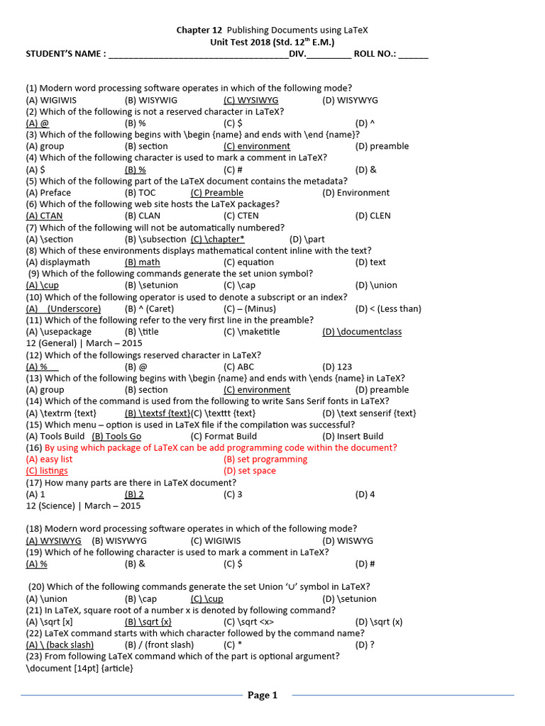 LaTeX Document Publishing Quiz | PDF | Te X | Software Engineering