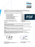 Exide Technologies Herstellerbescheinigung VRLA 2022