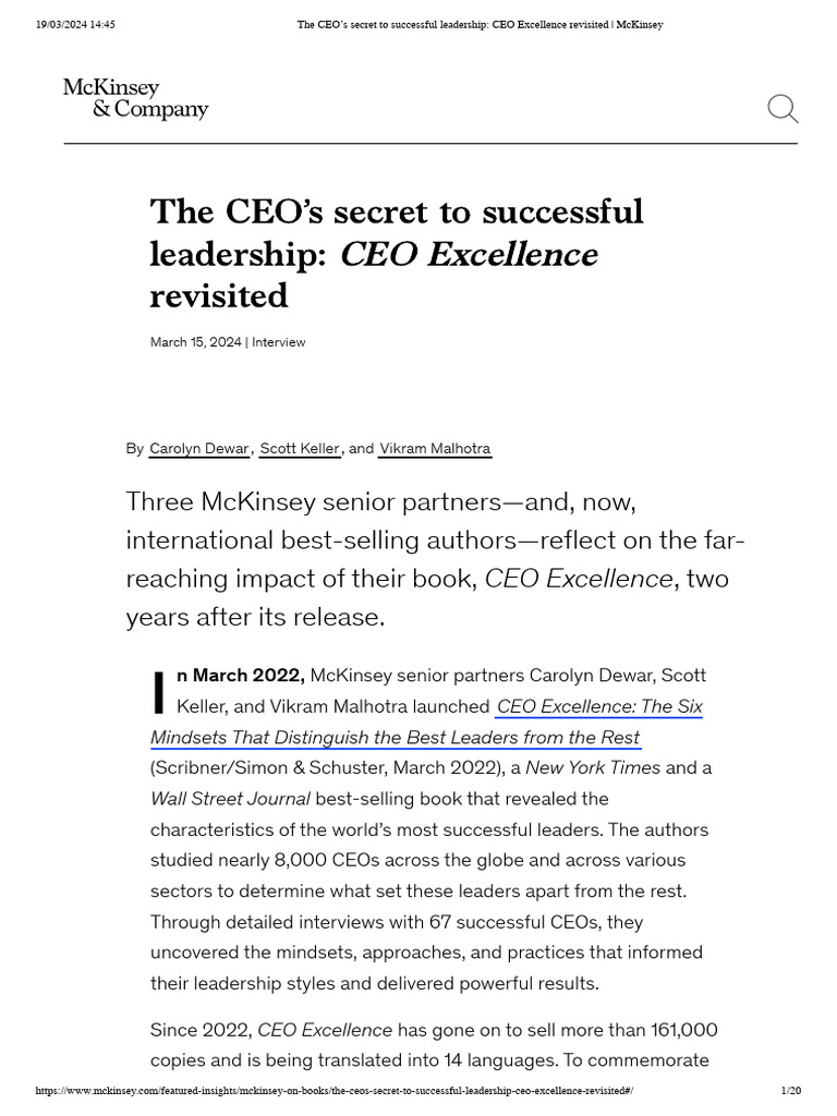 CEO Excellence Leadership Insights Revisited PDF Leadership Mc