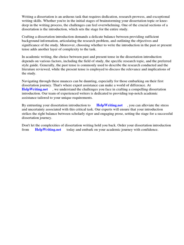 Dissertation Introduction Past or Present Tense | PDF | Grammatical ...